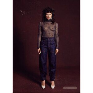 Ace Harper High-Waisted Dark Blue Denim Jeans With Tapered Legs & Buttoned Cuffs